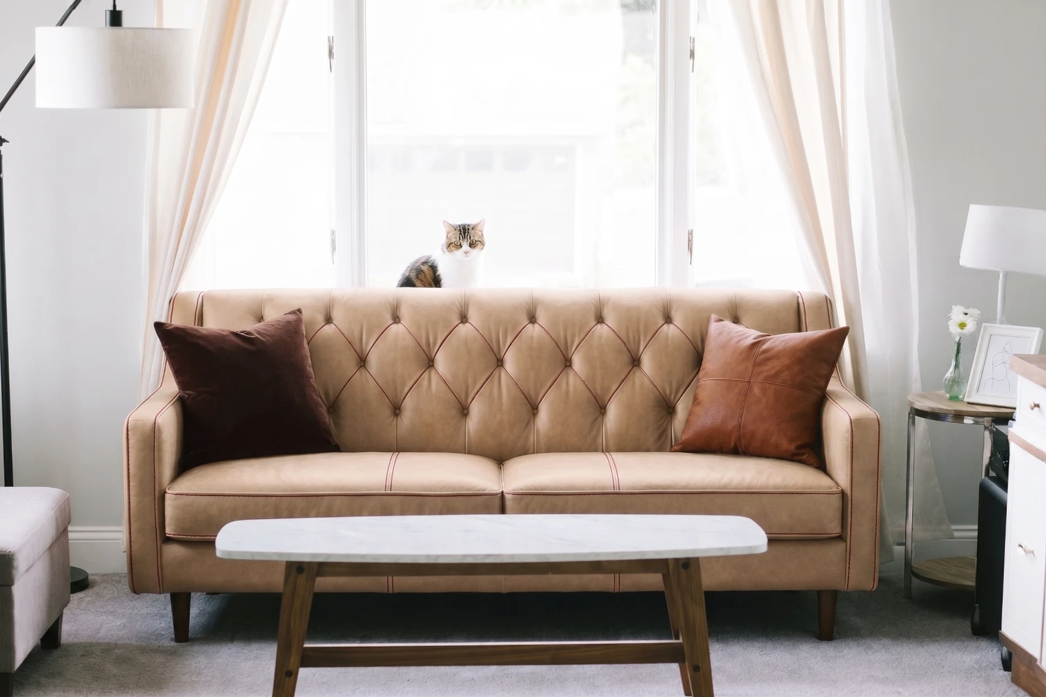 Frisch neu bezogenes Chesterfield-Ledersofa